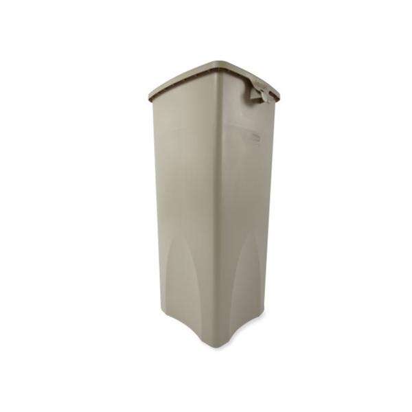 Can Trash Untouchable Resin 23gal No Lid Beige Square 4/Case